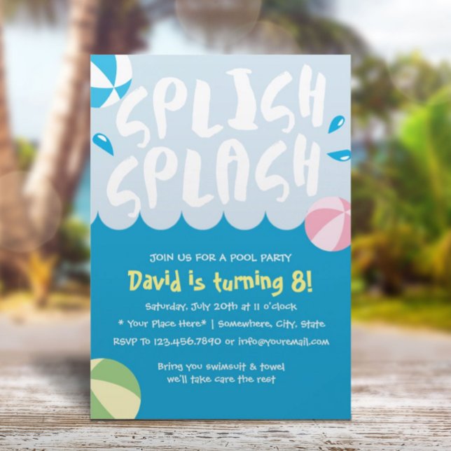 Splish Splash Pool Party Geburtstag Einladung (Von Creator hochgeladen)
