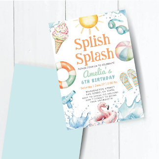 Splish Splash Pool Party Geburtstag Einladung