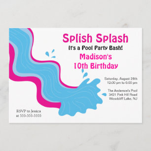 Splish Splash Pool Party Geburtstag Einladung