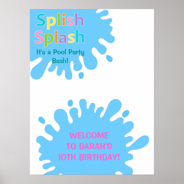 Splish Splash Pool Party Girl Birthday Poster (Vorne)
