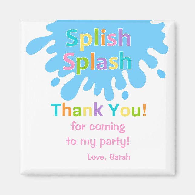 Splish Splash Pool Party Girl Danke Magnet (Vorne)