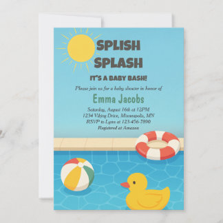 Splish Splash Pool Party Kinderdusche Einladung