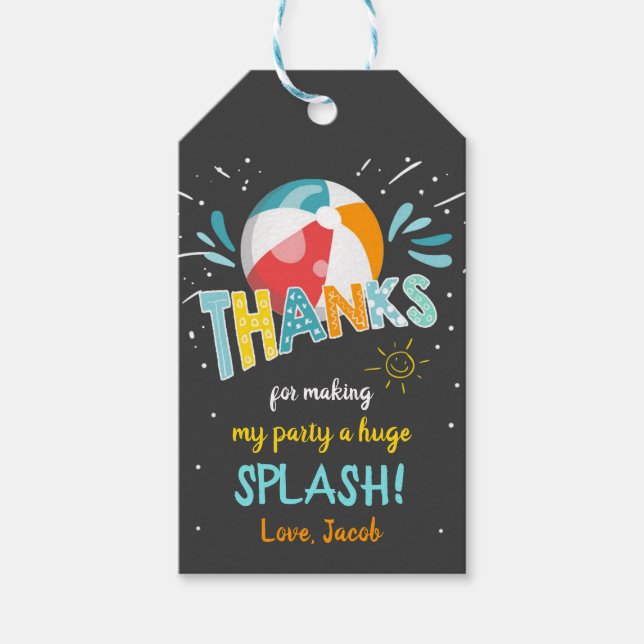 Splish Splash Pool Party Vielen Dank Geschenkanhänger (Vorderseite)