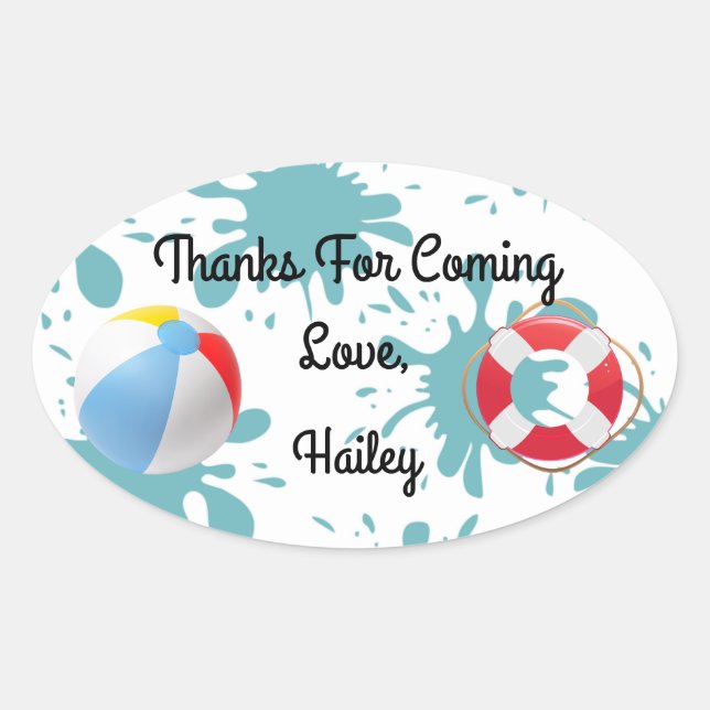 Splish Splash Pool Party Vielen Dank Sticker (Vorderseite)