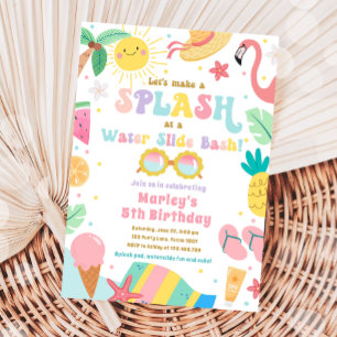 Splish Splash Pool Party Wasserrutsche Bash Geburt Einladung