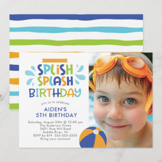 Splish Splash Pool zum Geburtstag Einladung