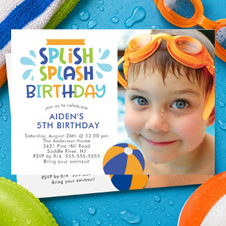 Splish Splash Pool zum Geburtstag Einladung