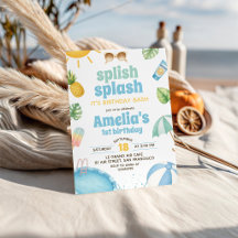 Splish Splash Poolparty 1. Geburtstagseinladung