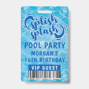 Splish Splash Poolparty-VIP-Einladung Ausweis
