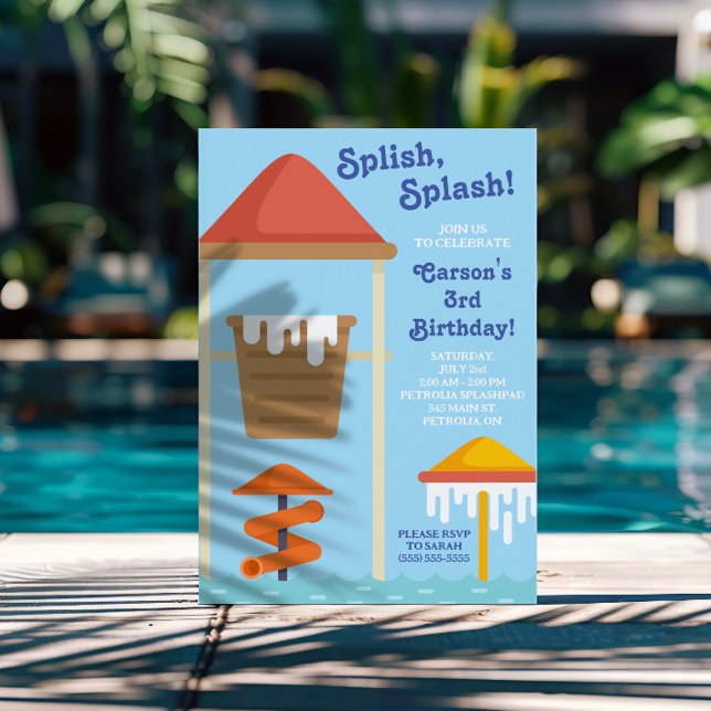 Splish, Splash! Splash Pad, Wasserpark Geburtstag Einladung (Von Creator hochgeladen)