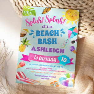 Splish Splash Strand Geburtstagseinladung Einladung
