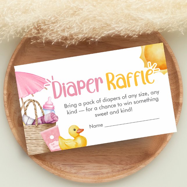 Splish Splash Summer Baby Shower Diaper Raffle Begleitkarte (Pink Splish Splash Baby Shower Diaper Raffle)