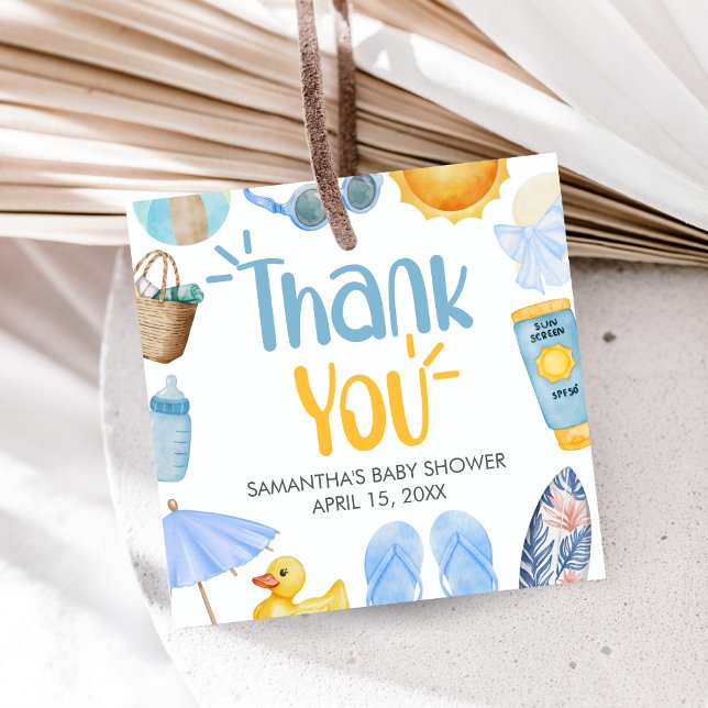 Splish Splash Summer Baby Shower Geschenkanhänger (Blue Splish Splash Baby Shower Favor Tags)