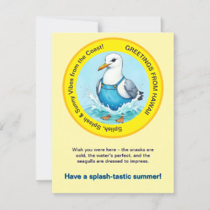 Splish Splash-tastischer Sommer Hawaii Vogel Gruß Postkarte