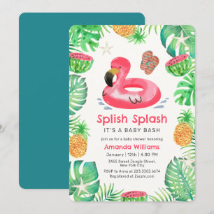 Splish Splash Tropischer Strandpool Baby Shower Einladung
