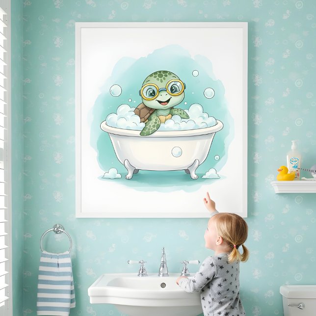 Splish Splash Turtle Time Kids Bathroom Wall Art Poster (Von Creator hochgeladen)