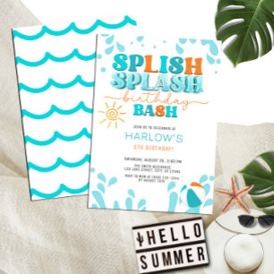 Splish Splash Water Party Kind's Geburtstag Einladung