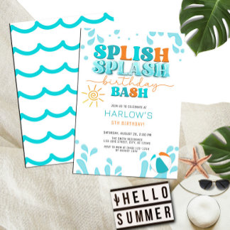 Splish Splash Water Party Kind's Geburtstag Einladung