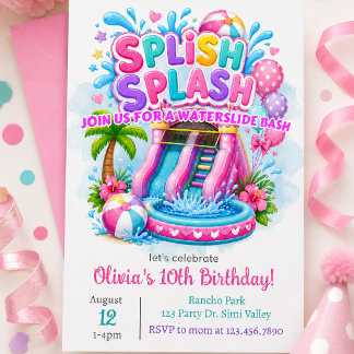 Splish Splash Waterslide Birthday | Bounce House Einladung