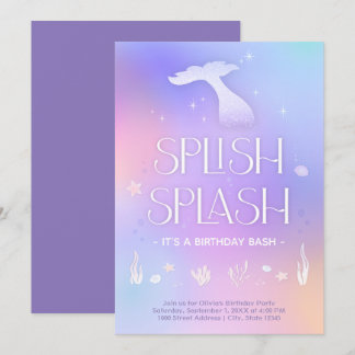 Splish Splash Whimsical Funkelnd Mermaid Geburtsta Einladung