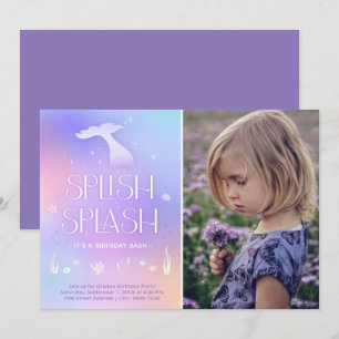 Splish Splash Whimsicalische Funkelnde Meerjungfra Einladung
