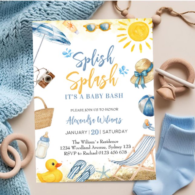 Splish SplashBlue Boy Baby Shower Einladung (Von Creator hochgeladen)