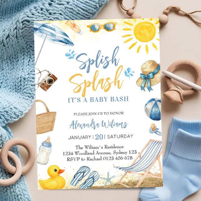 Splish SplashBlue Junge Baby Shower Einladung (Von Creator hochgeladen)