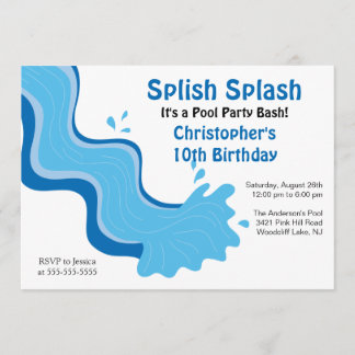 Splish Spritzen-Pool-Party-Geburtstags-Einladung Einladung