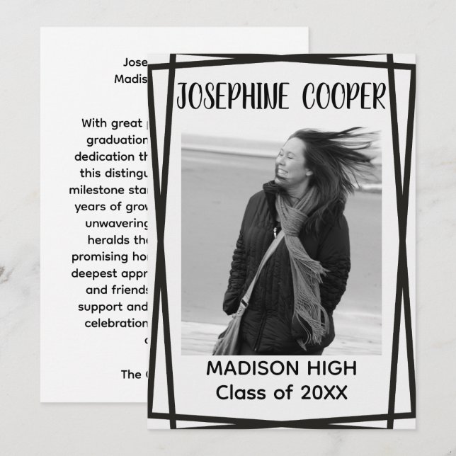 Split Border Graduation Photo Letterpress  Einladung (Vorne/Hinten)