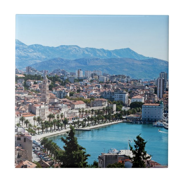 Split City Seafront aerial view, Dalmatien, Kroati Fliese (Vorderseite)