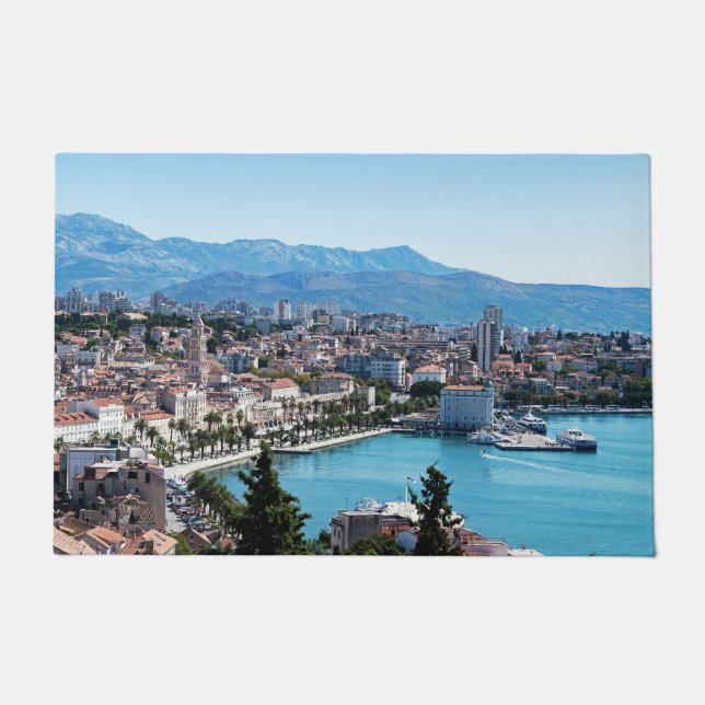 Split City Seafront aerial view, Dalmatien, Kroati Fußmatte (Vorderseite)