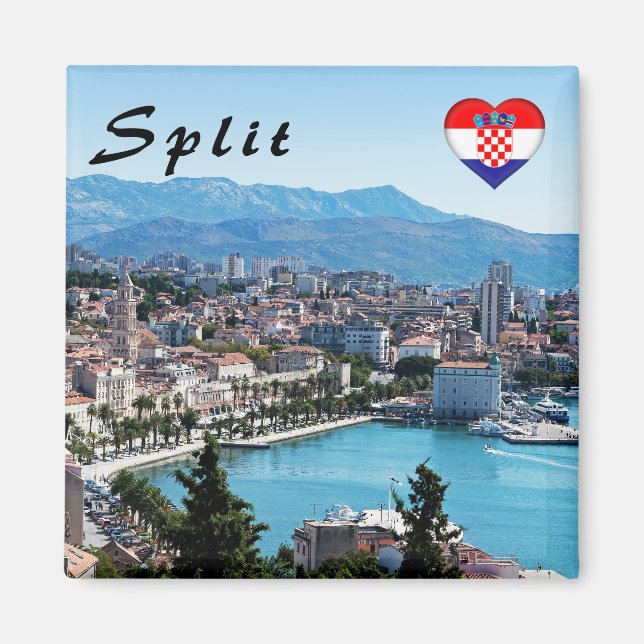 Split City Seafront aerial view, Dalmatien, Kroati Magnet (Vorne)