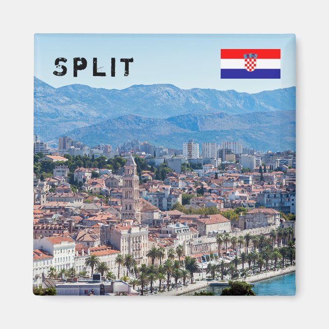 Split City Seafront aerial view, Dalmatien, Kroati Magnet (Vorne)