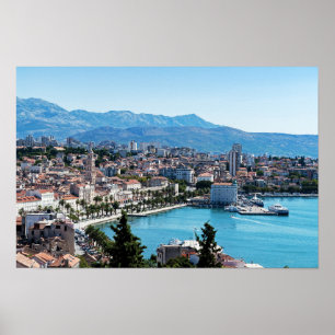 Split City Seafront aerial view, Dalmatien, Kroati Poster