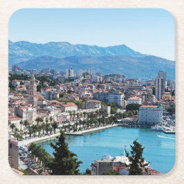 Split City Seafront aerial view, Dalmatien, Kroati Rechteckiger Pappuntersetzer