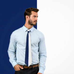 Split Color Navy Blue & White Krawatte