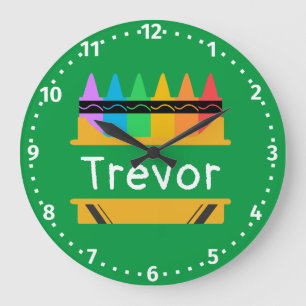 Split Crayon Box Personalized Kids Room Große Wanduhr