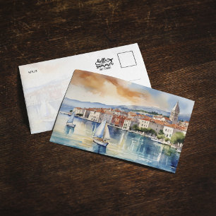 Split Croatia Aquarellfarbe Postkarte