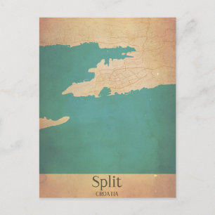 Split Croatia Dalmatien Vintage Karte Postkarte