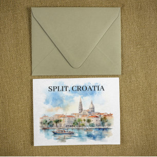 Split Croatia Dalmatien Wasserfarbe Postkarte