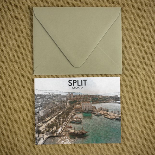Split Croatia Küstensicht Postkarte (split croatia coastal view postcard)