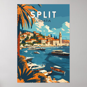 Split Croatia Reisen Vintag Poster