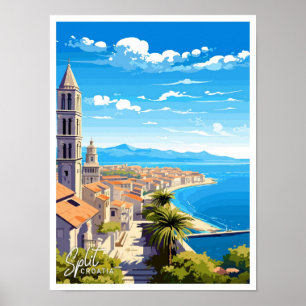 Split Croatia Reisen Vintage Abbildung Poster