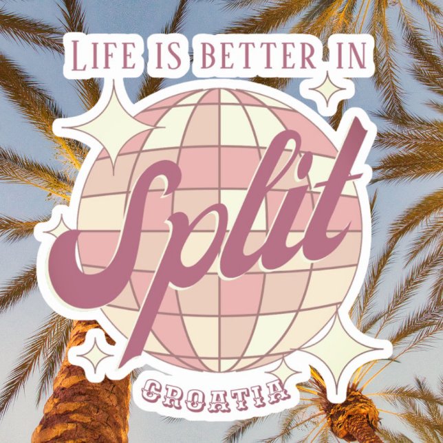 Split Croatia Retro Vintager Party Urlaub Aufkleber (Von Creator hochgeladen)