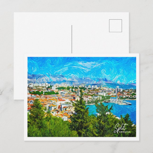 Split Croatia Schöne Öl Paint Landschaft Postkarte (Vorne/Hinten)