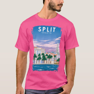 Split Croatia Vintag Minimale Retro Travel Poster T-Shirt