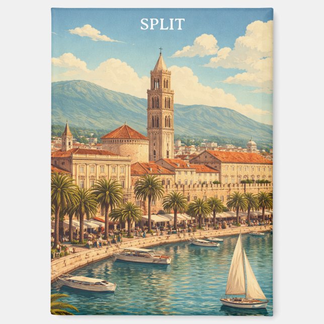 Split Croatia Vintage Adriatic Coast Magnet (Vorderseite)