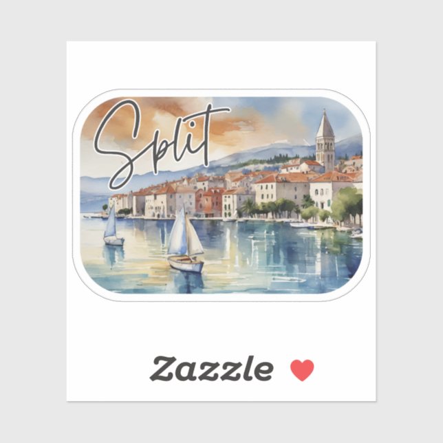 Split Croatia Wasserfarbe Aufkleber (Blatt)