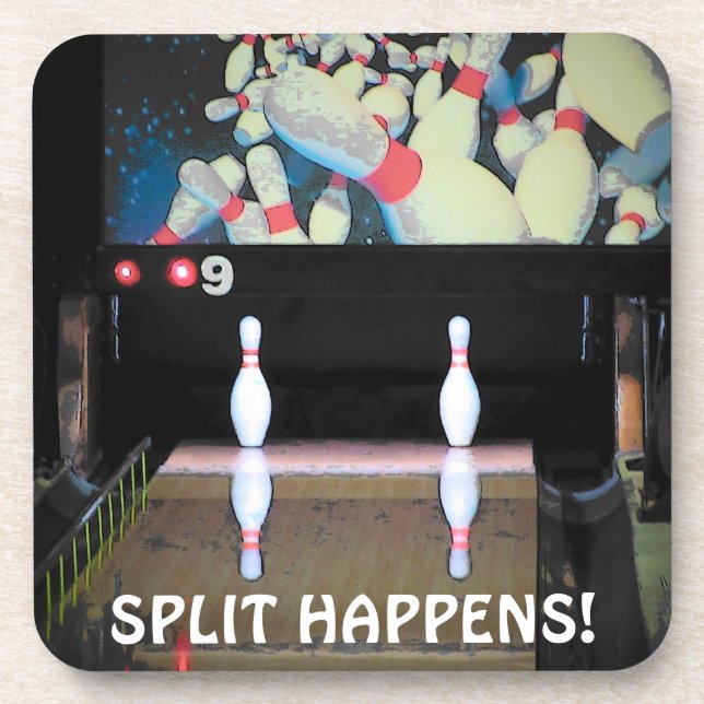 Split Happens Bowling Liga Untersetzer (Vorderseite)