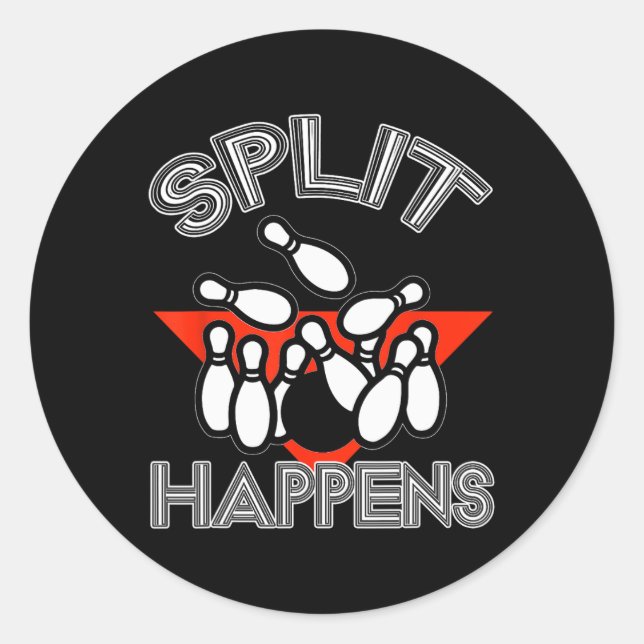 Split Happens Bowling Shirt Funny Spare Ball Team Runder Aufkleber (Vorderseite)